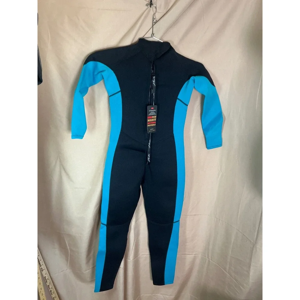 Hevto Wetsuit Kids Size 12 Black Blue New 3/2mm Neoprene Full Body‎ Long Sleeve